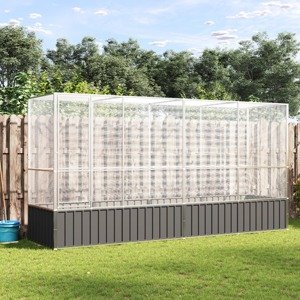 vidaXL Voliéra s nadstavcom strieborná 418,5x107x212 cm oceľ