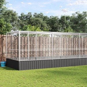 vidaXL Voliéra s nadstavcom strieborná 625x207x212 cm oceľ