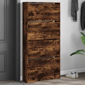 vidaXL Botník so 4 výklopnými zásuvkami dymový dub 80x21x163,5 cm