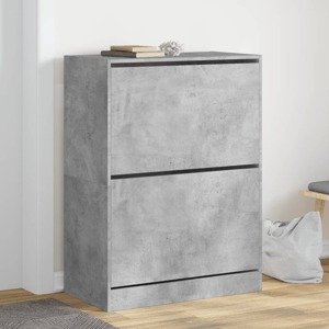 vidaXL Botník s 2 výklopnými zásuvkami betónový sivý 80x42x108 cm