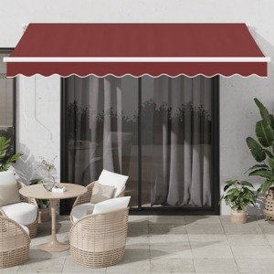 vidaXL Ručne zaťahovacia markíza vínová 350x250 cm