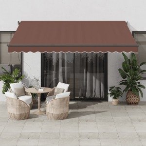 vidaXL Automaticky zaťahovacia markíza s LED hnedáová 400x350 cm
