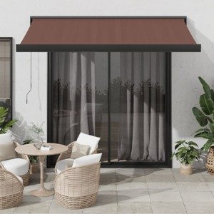 vidaXL Ručne zaťahovacia markíza hnedá 350x250 cm
