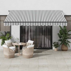 vidaXL Ručne zaťahovacia markíza antracit a biela 400x350 cm