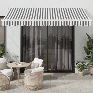 vidaXL Ručne zaťahovacia markíza antracit a biela 3350x250 cm