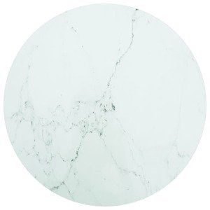 vidaXL Stolová doska, biela Ø60x0,8 cm, tvrdené sklo, mramorový dizajn