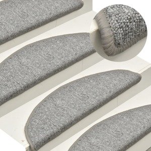 vidaXL Kobercové nášľapy na schody 15 ks bledosivé 56x17x3 cm