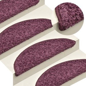 vidaXL Kobercové nášľapy na schody 15 ks tmavofialové 65x21x4 cm