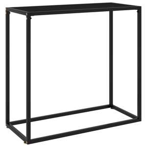 vidaXL Konzolový stolík čierny 80x35x75 cm tvrdené sklo