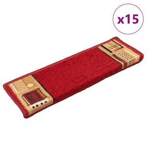 vidaXL Samolepiace nášľapy na schody 15 ks 65x21x4 cm červené