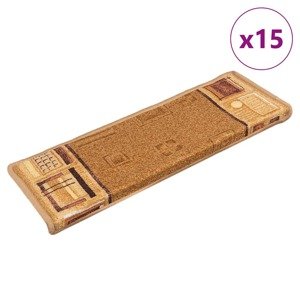 vidaXL Samolepiace nášľapy na schody 15 ks béžové 65x21x4 cm