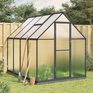 vidaXL Skleník so základovým rámom antracitový 224x169x202 cm hliník