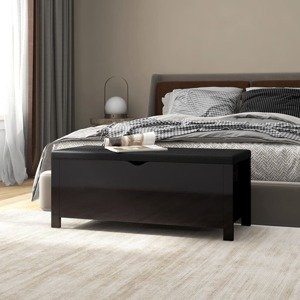 vidaXL Úložný box+podložka, lesklý čierny 105x40x45cm kompozitné drevo