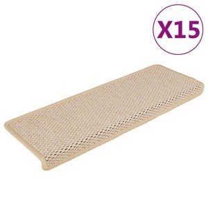 vidaXL Samolepiace nášľapy na schody sisal 15 ks 65x21x4 cm krémové