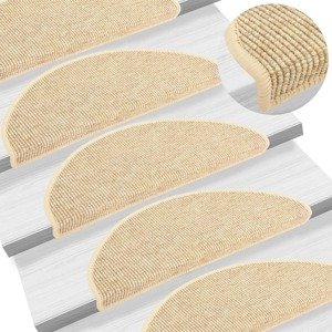 vidaXL Samolepiace nášľapy na schody vzhľad Sisal 15ks 65x21x4 béžové