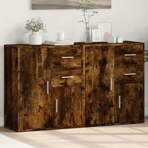 vidaXL Komody 2 ks dymový dub 60x31x70 cm kompozitné drevo