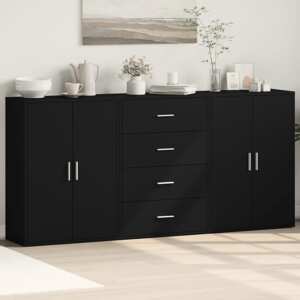 vidaXL Komody 3 ks čierne 60x31x84 cm kompozitné drevo