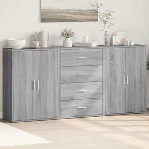 vidaXL Komody 3 ks sivé sonoma 60x31x84 cm kompozitné drevo