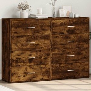vidaXL Komody 2 ks dymový dub 60x31x84 cm kompozitné drevo