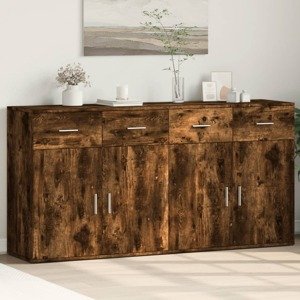 vidaXL Komody 2 ks dymový dub 79x38x80 cm kompozitné drevo