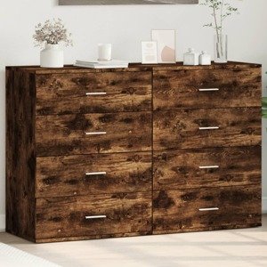 vidaXL Komody 2 ks dymový dub 60x39x80 cm kompozitné drevo