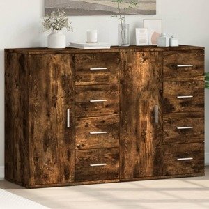 vidaXL Komody 2 ks dymový dub 59x39x80 cm kompozitné drevo