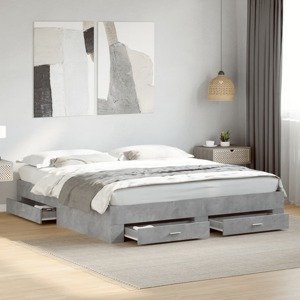 vidaXL Posteľný rám so zásuvkami betónový 200x200 cm kompozitné drevo