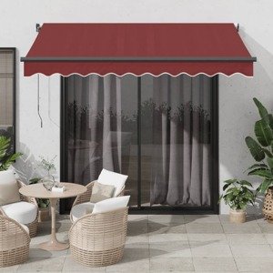 vidaXL Automaticky zaťahovacia markíza burgundská 350x250 cm