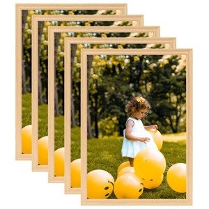 vidaXL Fotorámiky na stenu alebo stôl 5 ks bledý dub 70x90 cm