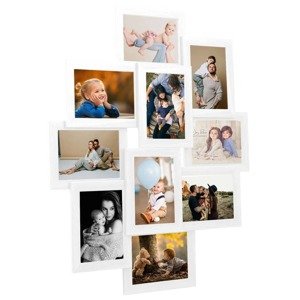 vidaXL Kolážový fotorámik na 10 fotiek (13x18 cm) biely MDF