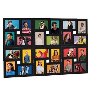 vidaXL Kolážový fotorámik na 24 fotiek (10x15 cm) čierny MDF