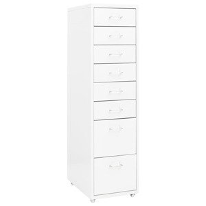 vidaXL Mobilná kartotéka biela 28x41x109 cm kov