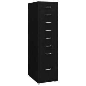 vidaXL Mobilná kartotéka čierna 28x41x109 cm kov