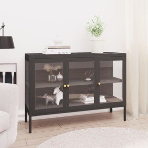 vidaXL Komoda antracitová 105x35x70 cm oceľ a sklo