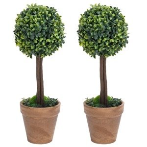 vidaXL Umelé krušpány v tvare gule 2 ks s črepníkmi zelené 56 cm
