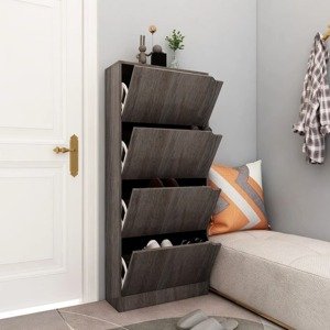 vidaXL Skrinka na topánky, 4 dvierka, sivý dub sonoma 59x24x136 cm