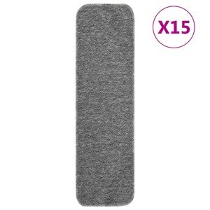 vidaXL Protišmykové nášľapy na schody 15 ks, 75x20cm, sivé, obdĺžnik