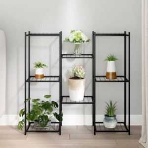 vidaXL Stojan na kvety 83x25x80 cm čierny kovový