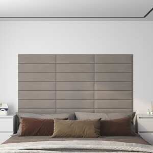 vidaXL Nástenné panely 12 ks bledosivé 60x15 cm zamat 1,08 m²