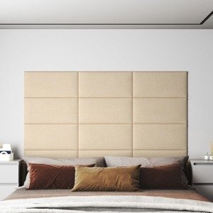 vidaXL Nástenné panely 12 ks krémové 60x30 cm látka 2,16 m²