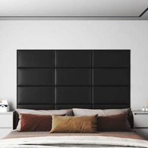 vidaXL Nástenné panely 12 ks čierne 60x30 cm umelá koža 2,16 m²