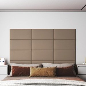 vidaXL Nástenné panely 12 ks kapučínové 60x30 cm umelá koža 2,16 m²