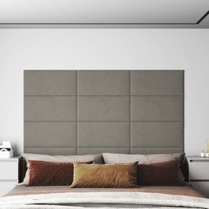 vidaXL Nástenné panely 12 ks bledosivé 60x30 cm zamat 2,16 m²