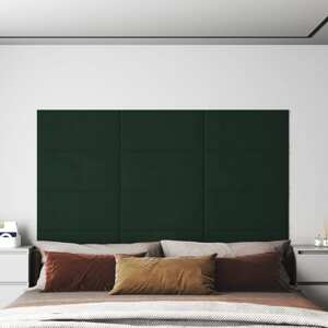 vidaXL Nástenné panely 12 ks tmavozelené 60x30 cm zamat 2,16 m²