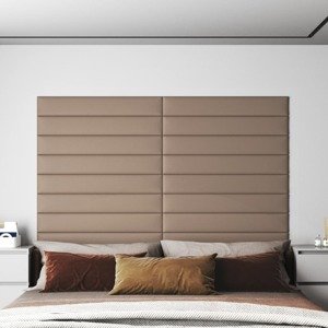 vidaXL Nástenné panely 12 ks kapučínové 90x15 cm umelá koža 1,62 m²