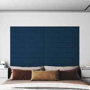 vidaXL Nástenné panely 12 ks modré 90x15 cm zamatové 1,62 m²