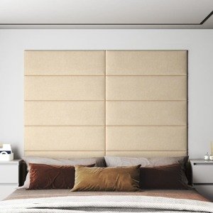 vidaXL Nástenné panely 12 ks krémové 90x30 cm látka 3,24 m²