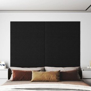 vidaXL Nástenné panely 12 ks čierne 90x30 cm látka 3,24 m²