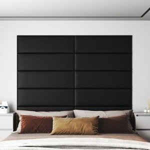 vidaXL Nástenné panely 12 ks čierne 90x30 cm umelá koža 3,24 m²