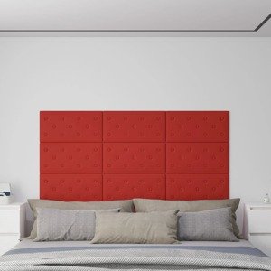 vidaXL Nástenné panely 12 ks vínovočervené 60x30 cm umelá koža 2,16 m²
